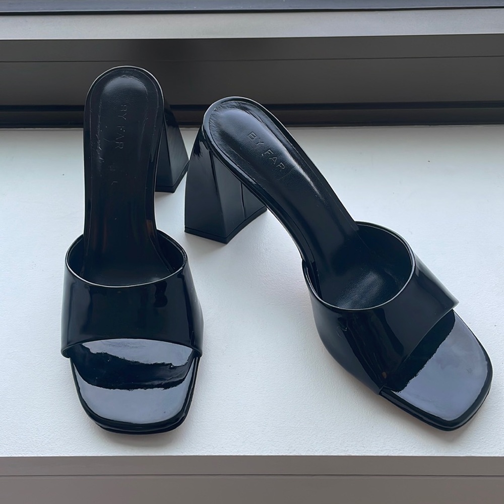 By Far Michele Patent Leather Slides